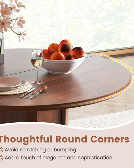 Giantex 42” Round Dining Table, Modern Kitchen Table with Pedestal Base, Solid Wood Frame