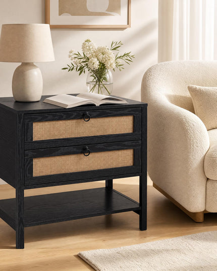 GIANTEX 27" Wide Rattan Nightstand with 2 Drawers (1/2)