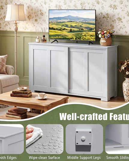 Meuble de rangement Giantex avec buffet, meuble à vin de bar à café, bahut de ferme avec porte coulissante