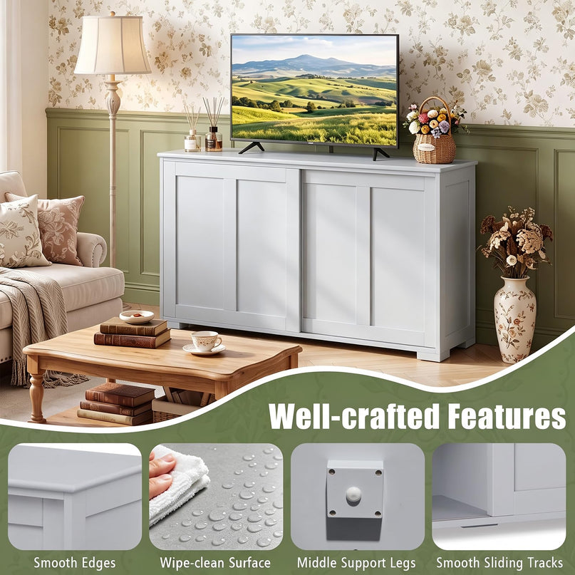 Giantex Buffet Cabinet with Storage, Coffee Bar Wine Cabinet, Farmhouse Sideboard w/Sliding Door