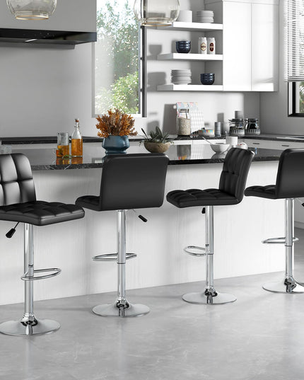 Giantex Swivel Bar Stools Set of 2/4, Upholstered Counter Height Bar Chairs with Back