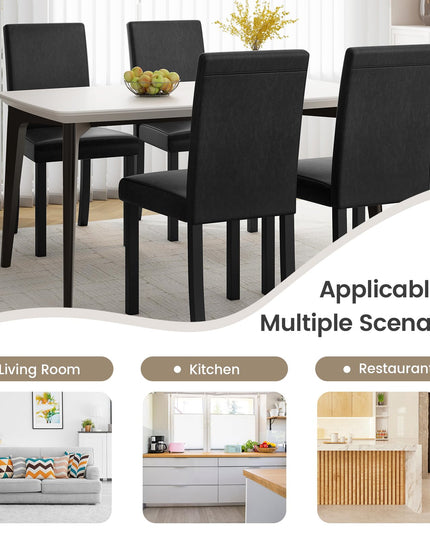 Giantex Dining Chairs Set of 4, Upholstered Kitchen Dinette Chairs w/Wood Frame