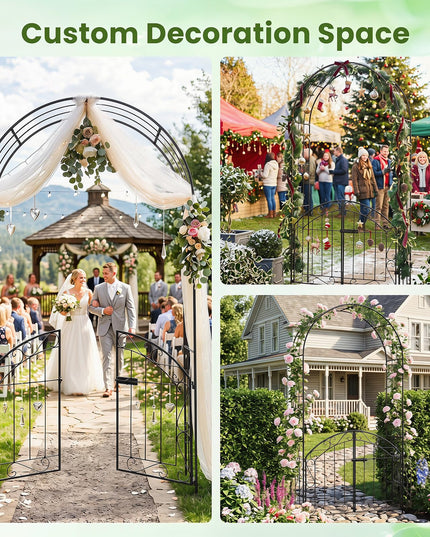 Giantex 79" H x 39" W Garden Arch with Gate & Safety Latch