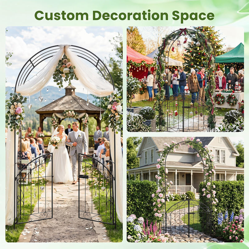 Giantex 79" H x 39" W Garden Arch with Gate & Safety Latch