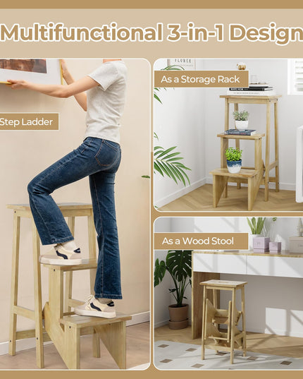 Giantex 3 Tier Folding Step Ladder for Library