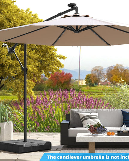Giantex Fillbale Offset Patio Umbrella Base - Heavy Duty HDPE Cantilever Umbrella Stand
