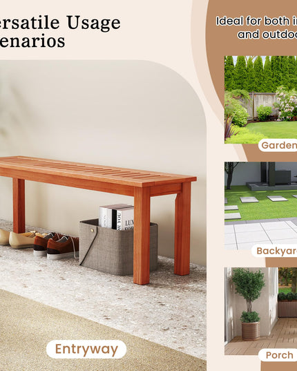 Giantex 47" Outdoor Bench with Slatted Seat 705Lbs Capacity Solid Wood Frame