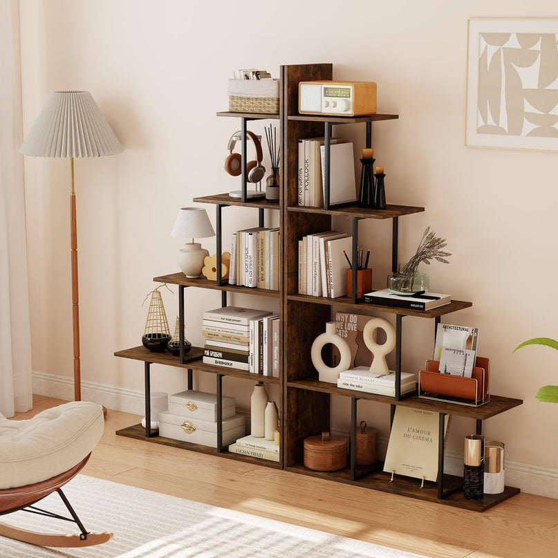 Giantex 62" Tall Ladder Corner Bookcase | Stable Metal Support
