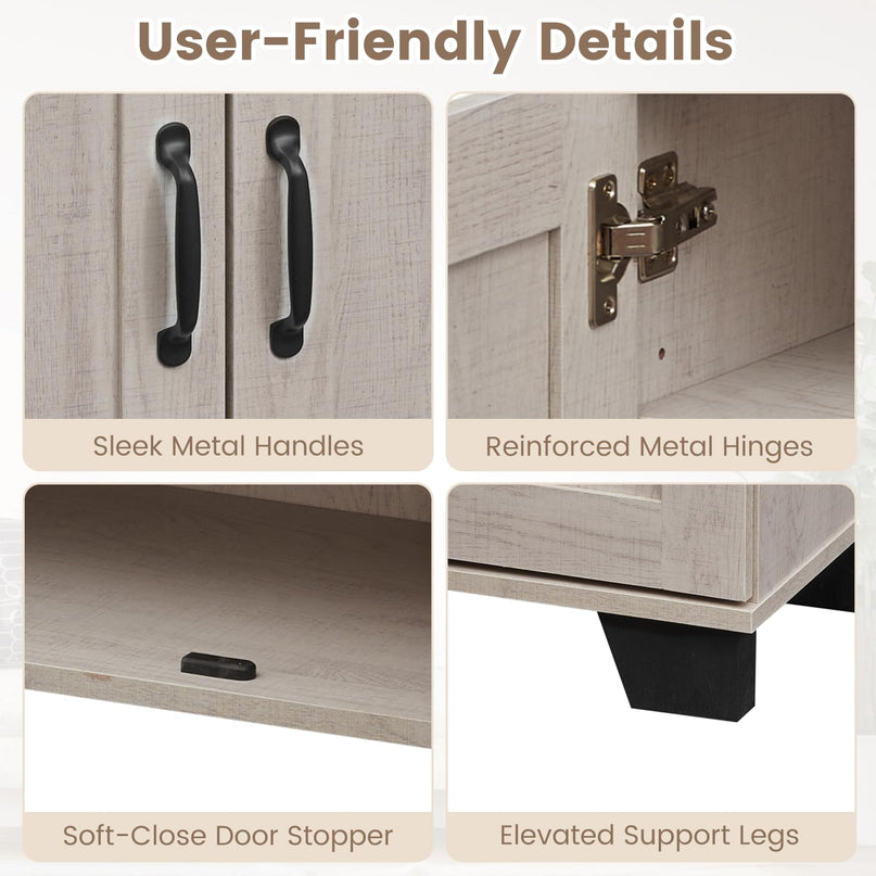 Giantex 45" Farmhouse Sideboard Buffet Cabinet with 3 Doors