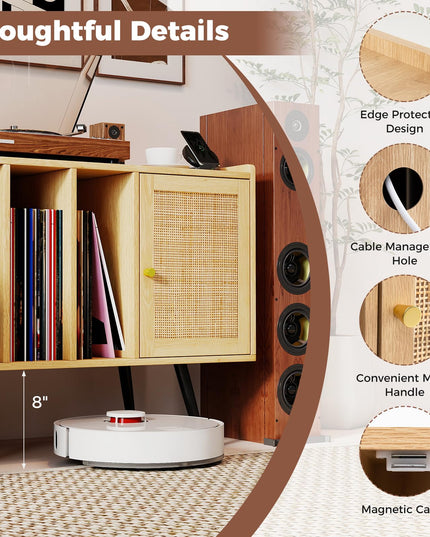 Meuble pour tourne-disque Giantex avec station de recharge | Étagère de présentation pour disques vinyles pour salon