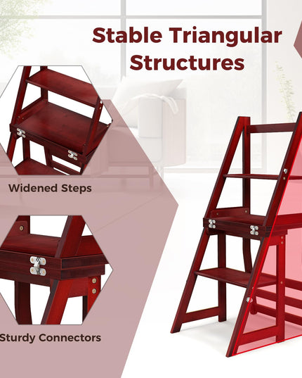 Giantex 3 Tier Folding Ladder Chair, Convertible 3 Step Stool and Chair w/Safety Locks for Adults