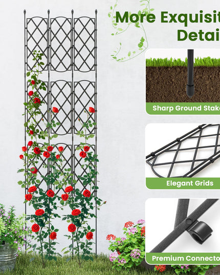 Giantex Garden Trellis, Outdoor Plant Support Frame w/Adjustable Shapes, Ground Stakes, Rustproof PE Coating Pipes