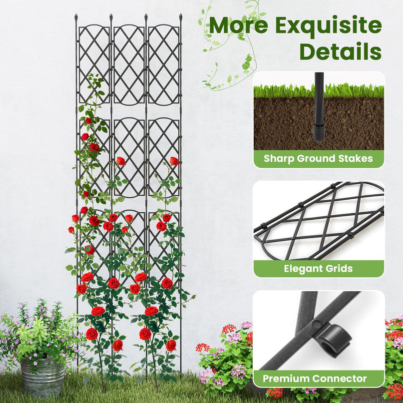 Giantex Garden Trellis, Outdoor Plant Support Frame w/Adjustable Shapes, Ground Stakes, Rustproof PE Coating Pipes