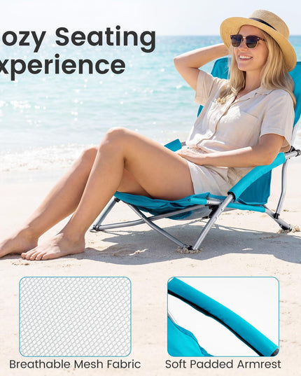 Giantex 2 Pack Folding Beach Chairs for Adults Portable Lightweight Camping Chairs Set of 2