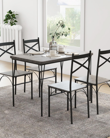 Giantex 5-Piece Dining Table Set, Modern Rectangular Dining Table & 4 Dining Chairs Set with Metal Frame