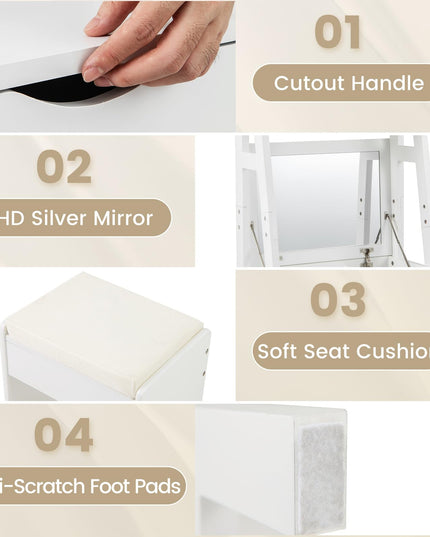 CHARMAID Small Vanity Desk with Mirror, Ladder Makeup Vanity Table with Flip top Mirror