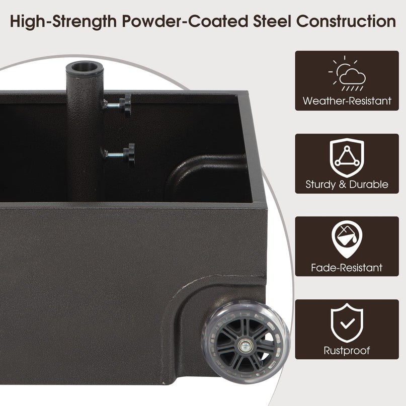 Giantex 150lbs Filled Umbrella Base with Wheels, Heavy Duty Umbrella Stand with Fillable Planter, Drainage Holes, Fit for 1.6''-2.1'' Pole