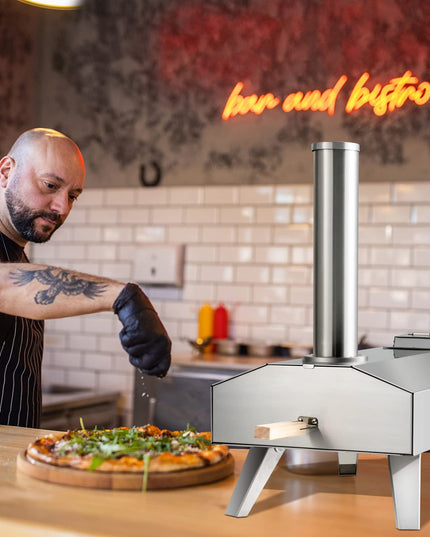 Giantex Outdoor Pizza Oven with 12'' Pizza Stone, Foldable Legs, Portable Stainless Steel Steel Pizza Maker for Outside