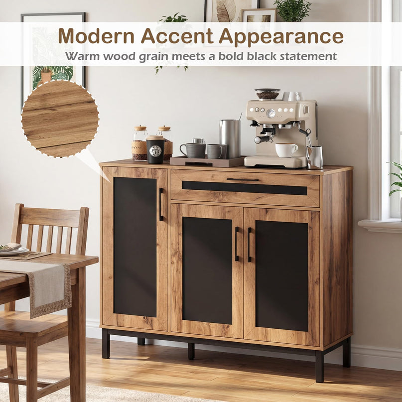 Giantex Buffet de rangement 48" | Bahut de ferme à 3 portes avec tiroir