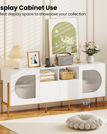 Giantex White TV Stand for TVs up to 70", Modern Entertainment Center