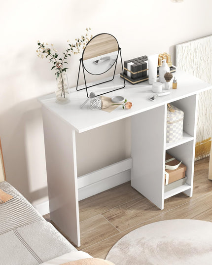 Giantex Small Desk, Compact Study Writing Desk with 3-Position Adjustable Shelf, Anti-Toppling Kit