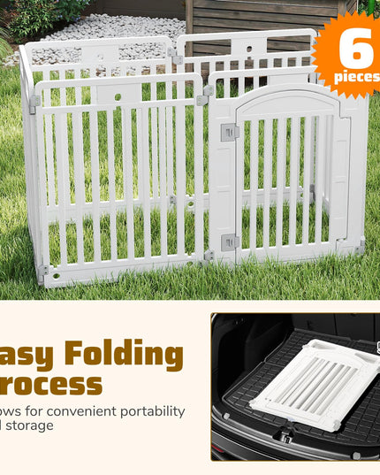 Giantex 32'' Tall Plastic Pet Fence with Lockable Door