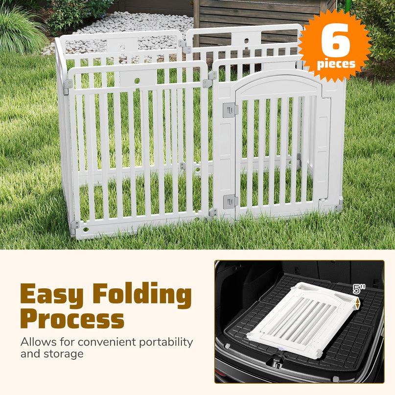 Giantex 32'' Tall Plastic Pet Fence with Lockable Door