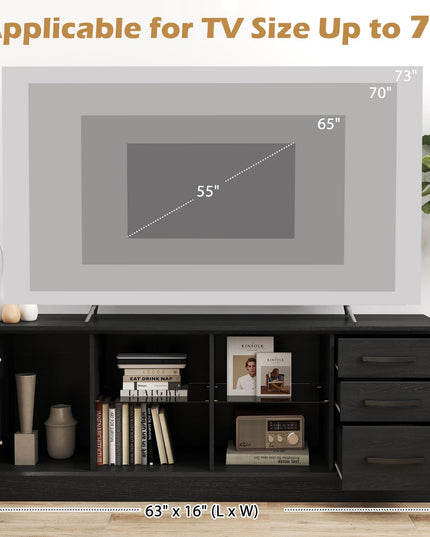 Giantex TV Stand for TVs up to 73”, Entertainment Center w/Cable Management Holes, Drawers