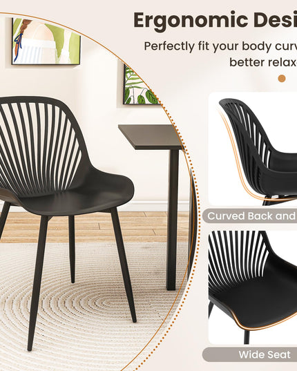 Giantex Black Dining Chairs Set of 4, Modern Kitchen Chairs w/Metal Legs
