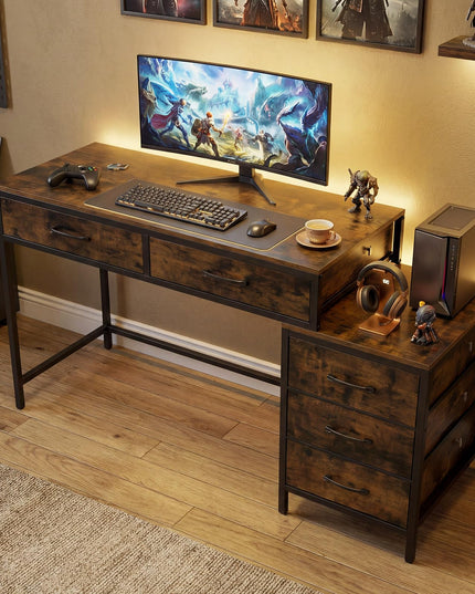 Giantex Reversible Computer Desk with 5 Drawers
