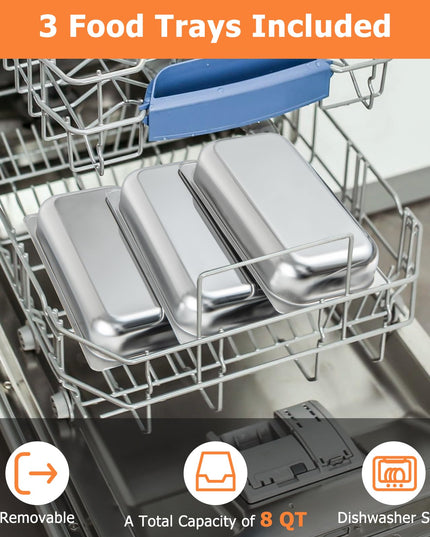 Giantex Buffet Server & Electric Food Warmer, 2-in-1 Food Warming Tray, Adjustable Temperature