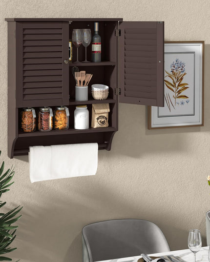 Giantex Bathroom Cabinet Wall Mounted - Hanging Medicine Cabinet with 2 Louvered Doors