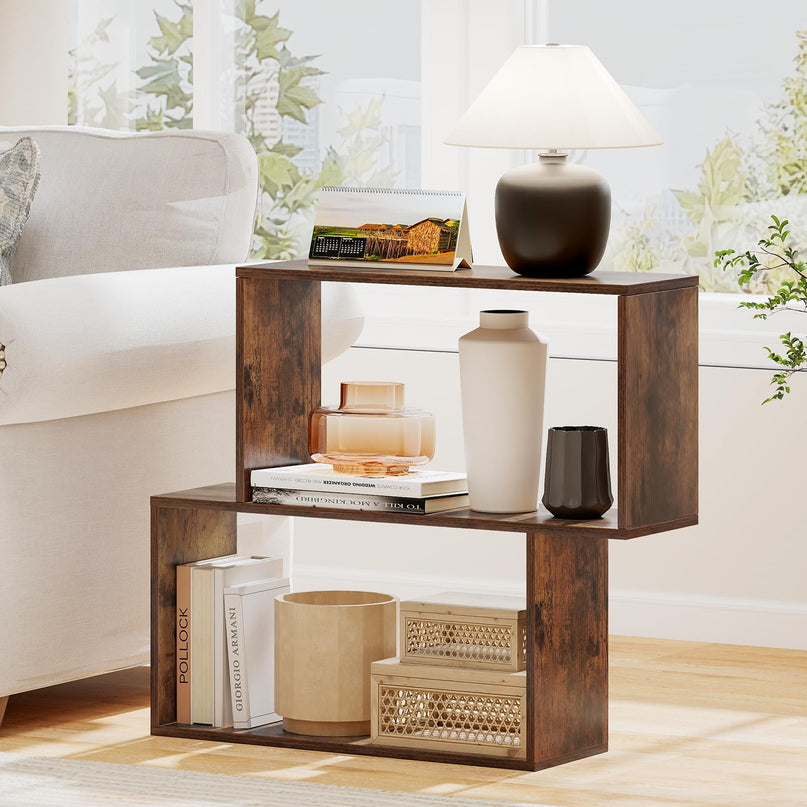 Giantex 3-Tier Bookshelf | Geometric Bookcase Side Table with Open Storage