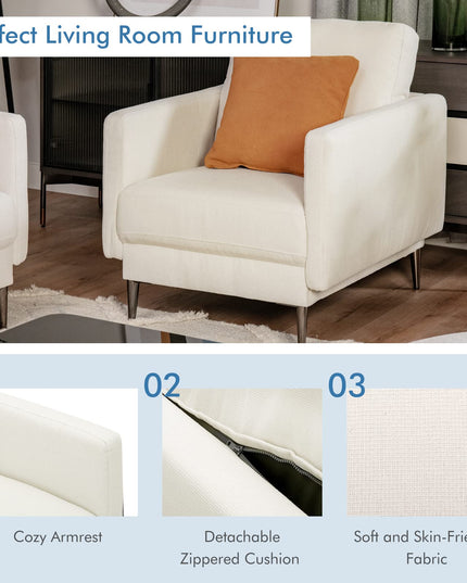 Giantex Sofa Couch, for Bedroom, Reception Rooms, Chair & Loveseat(Grey & White)