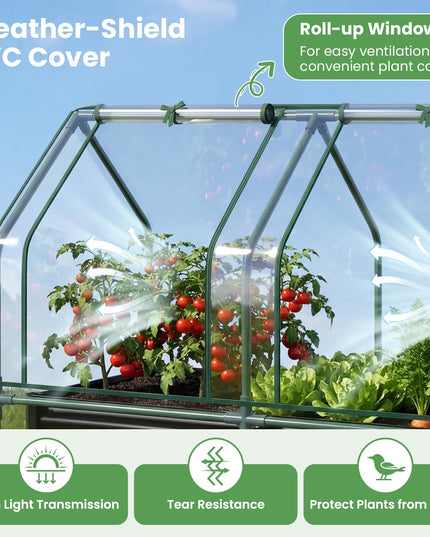Giantex 4x2x3 FT Galvanized Raised Garden Bed with Greenhouse Cover
