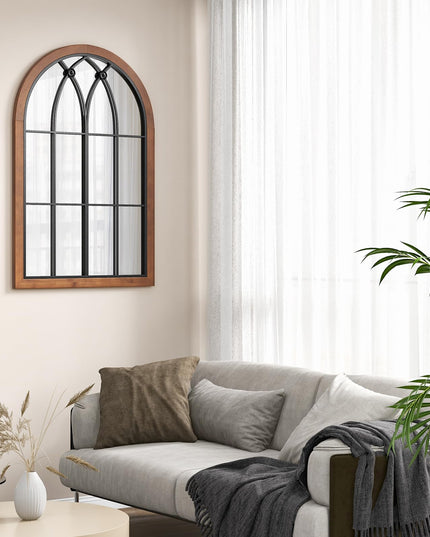 CHARMAID Arched Window Wall Mirror, 36''L x 24''W Farmhouse Accent Mirror