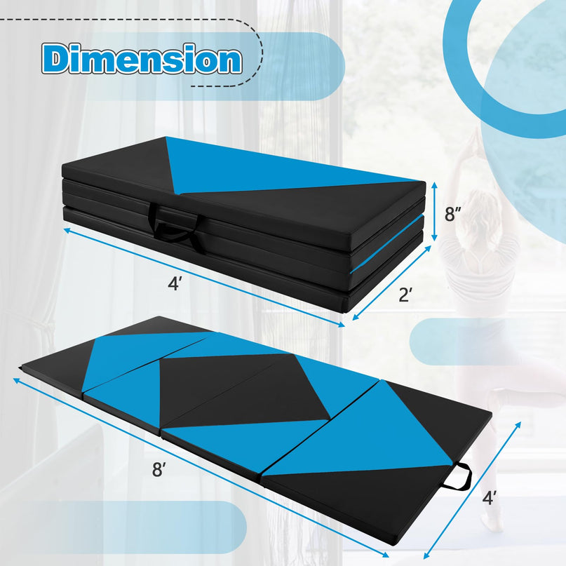 Giantex 4'x8'x2 Gymnastics Mat, Folding Anti-Tear Gymnastics Panel Mats