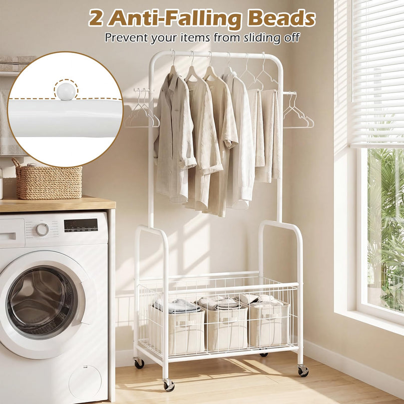 Giantex 35" Clothes Rack with Storage Basket