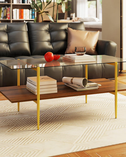 Giantex Glass Coffee Table Mid Century Modern Center Table