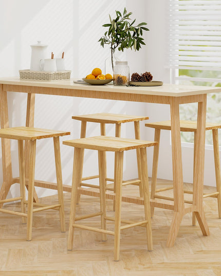 Giantex 25.5" Wooden Bar Stools Set of 2/4, Farmhouse Backless Counter Height Bar Stools with Footrest