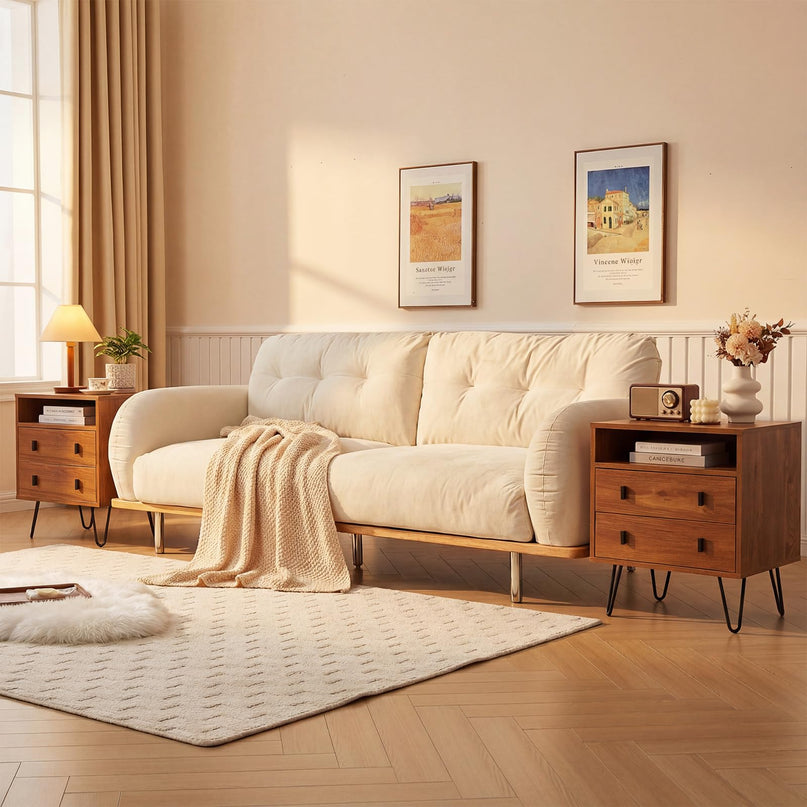 Table de chevet Giantex avec 2 tiroirs pour chambre à coucher et bureau