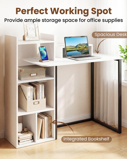 Giantex Bureau informatique de 110 cm avec prises électriques pour petits espaces