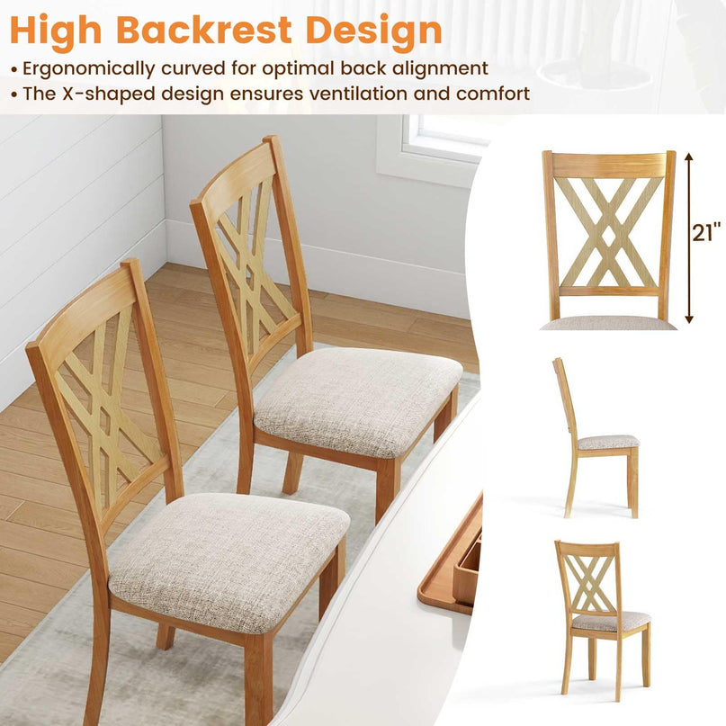 Giantex Wooden Dining Chairs Set of 2/4 Linen Fabric Upholstered Kitchen Chair