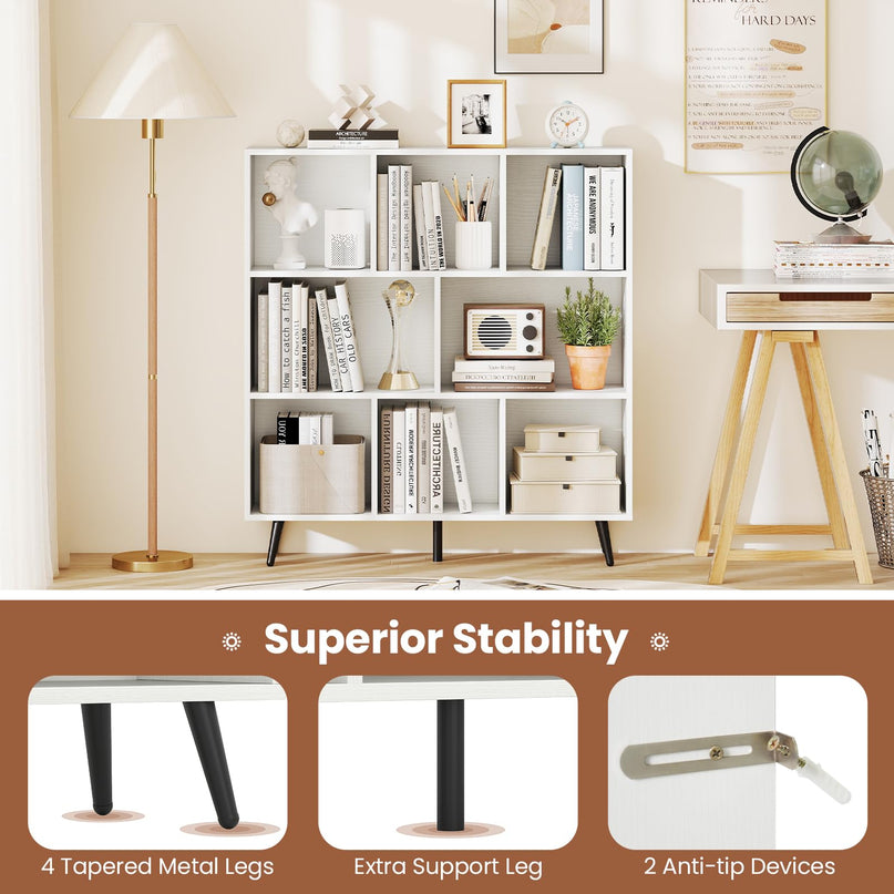 Giantex 8-Cube Bookcase 3-Tier Modern Bookshelf (39.5" x 9.5" x 42")