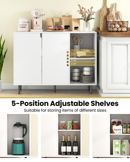 Giantex Buffet Cabinet with Storage, Wooden Sideboard with 2-Door Cabinet, 2 Cubes