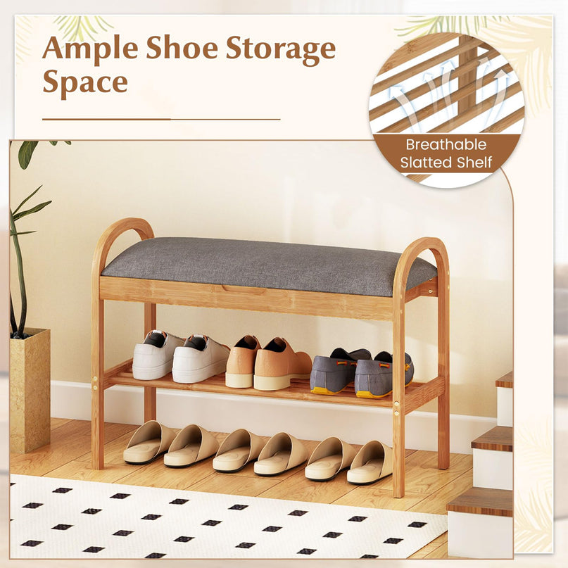 Banc porte-chaussures Giantex avec coussin rembourré pour le salon