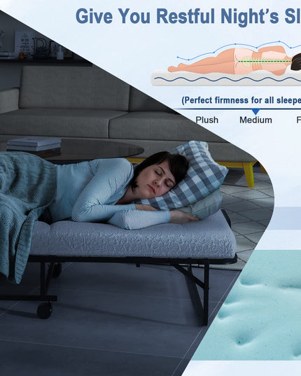Sturdy and Durable Metal Folding Bed with Mattress