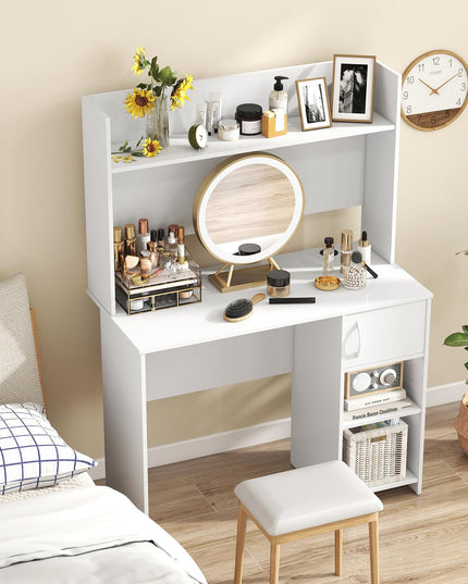 Giantex White Desk with Hutch Small Computer Desk