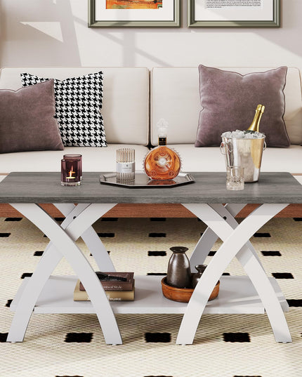 Giantex 40 Inch Rectangular Living Room Table with Open Display Area for Small Space