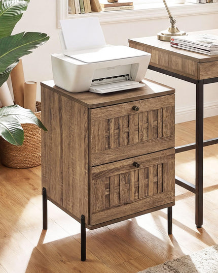 Giantex Lot de 1 ou 2 tables de chevet de canapé de style Mid-Century avec 2 tiroirs de rangement tressés
